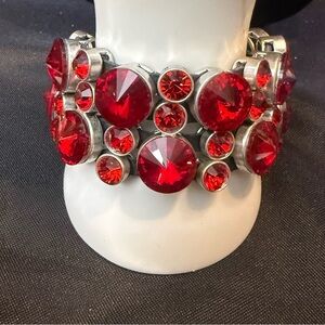 Plunder Red and Silver Beautiful Statement Chunky Bracelet